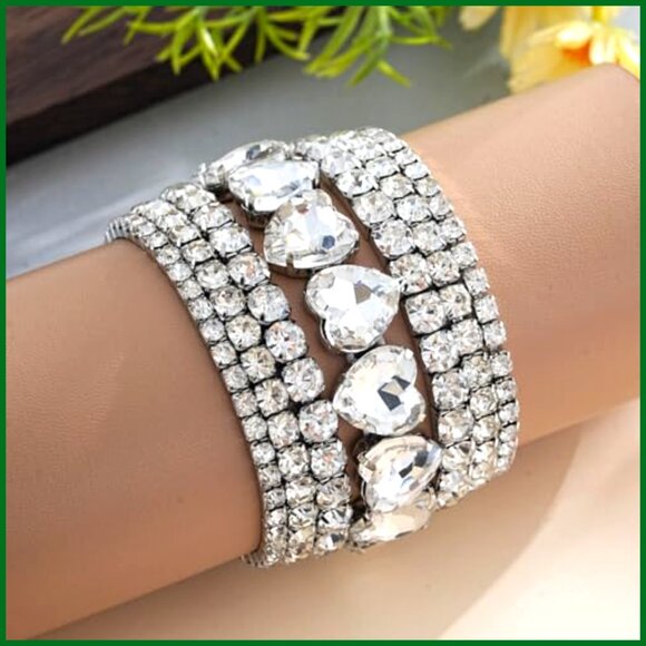 7PCS Stackable Tennis Bracelets Set with Sparkling Rhinestones - Picture 4 of 5